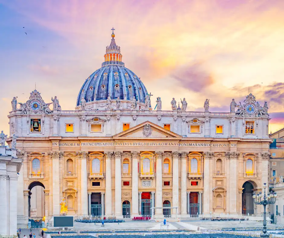 Admire St. Peter’s Basilica with its grand dome and sacred atmosphere